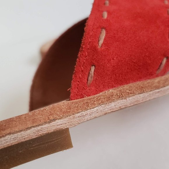 New FRYE Avery 5.5 - 6 Leather Suede Sandals Flat Slide Slip-on Contrast Stitch - Picture 7 of 13